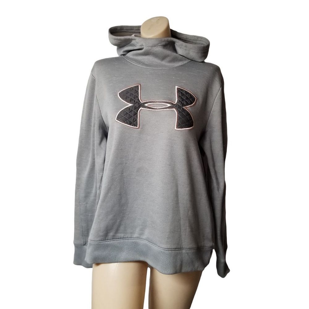 GRAY space dye hoodie kangaroo pouch pullover long sleeve medium M womens shown